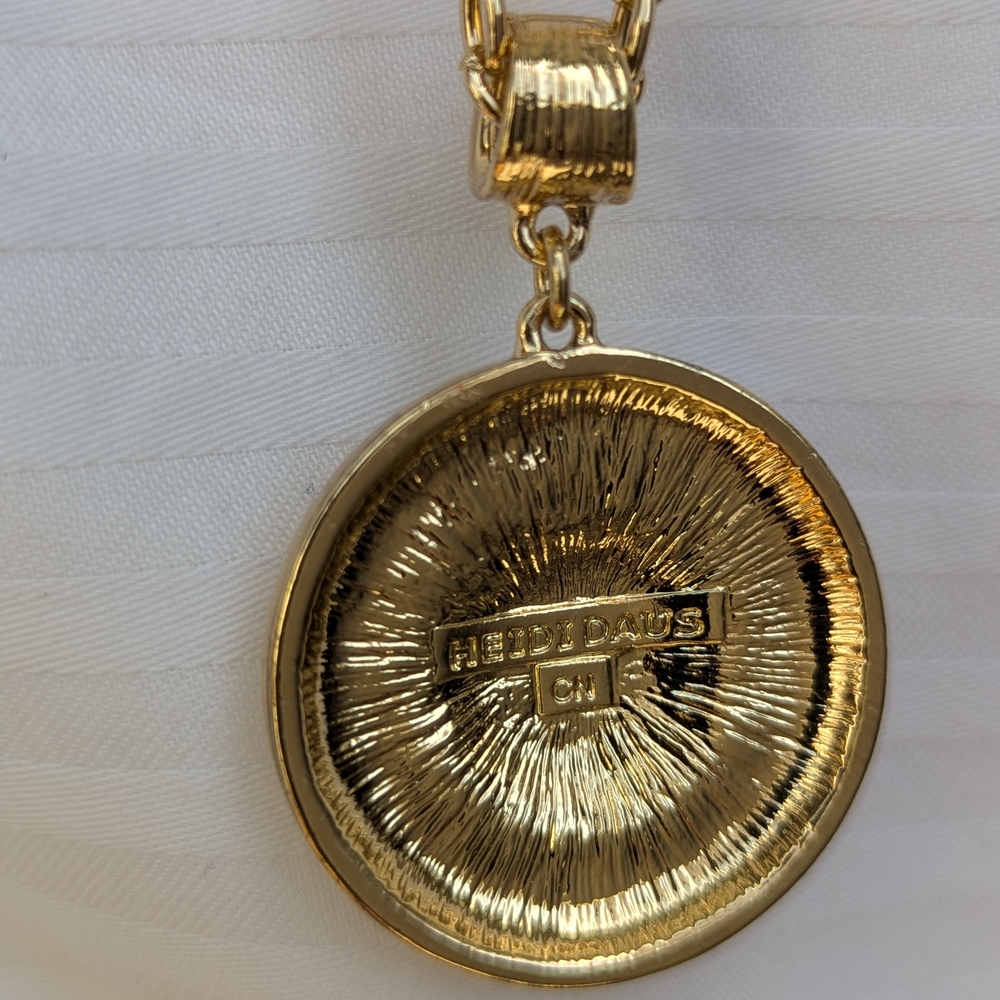 Heidi Daus Gold Tone and Purple Necklace with Intricate Pendant - Picture 4 of 8
